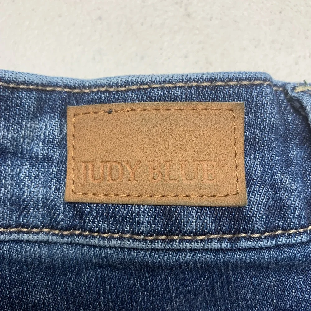 Judy Blue Indigo Bootcut Jeans with Frayed Hem